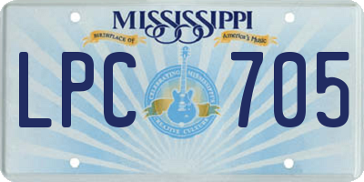 MS license plate LPC705