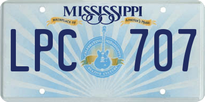 MS license plate LPC707