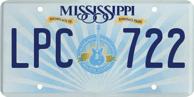 MS license plate LPC722