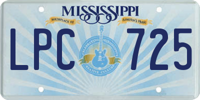 MS license plate LPC725