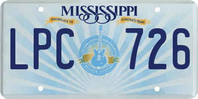 MS license plate LPC726