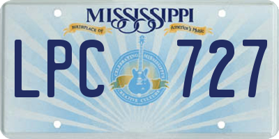 MS license plate LPC727