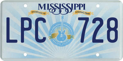 MS license plate LPC728
