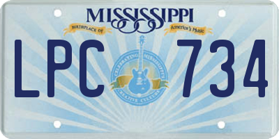 MS license plate LPC734