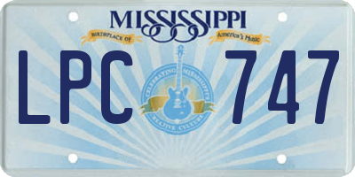 MS license plate LPC747