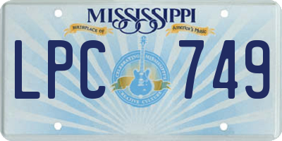 MS license plate LPC749
