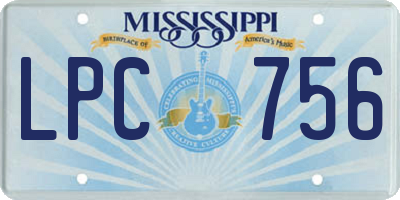 MS license plate LPC756