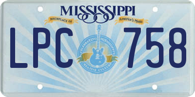 MS license plate LPC758