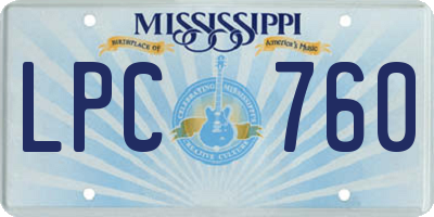 MS license plate LPC760