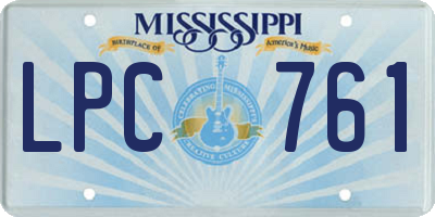 MS license plate LPC761