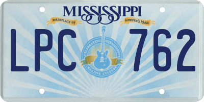 MS license plate LPC762