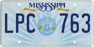 MS license plate LPC763