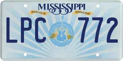 MS license plate LPC772