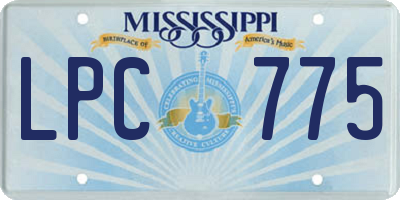 MS license plate LPC775