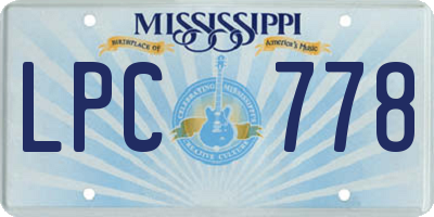 MS license plate LPC778