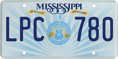 MS license plate LPC780