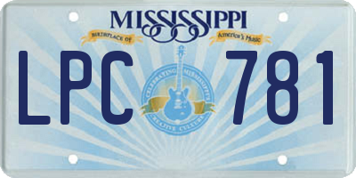 MS license plate LPC781