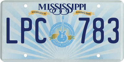 MS license plate LPC783