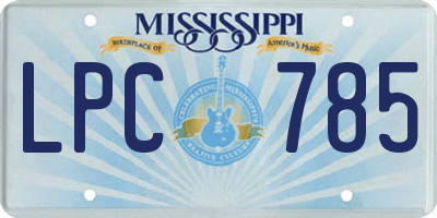 MS license plate LPC785