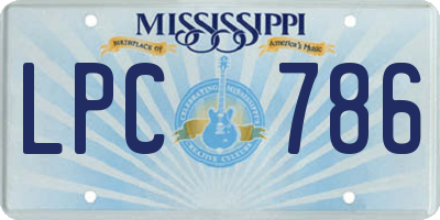 MS license plate LPC786