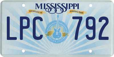 MS license plate LPC792