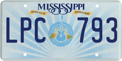 MS license plate LPC793