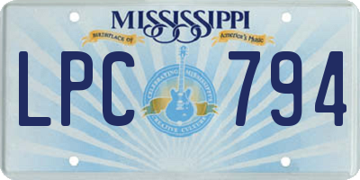 MS license plate LPC794