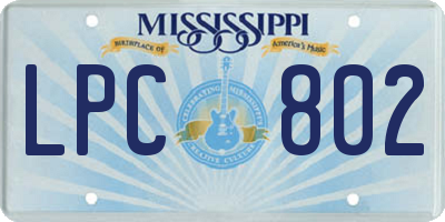MS license plate LPC802