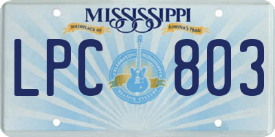 MS license plate LPC803