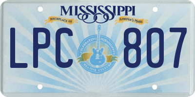 MS license plate LPC807