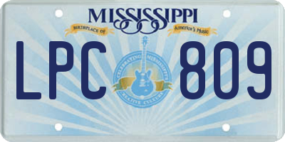 MS license plate LPC809
