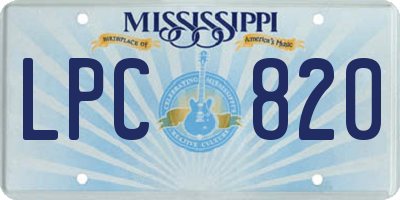 MS license plate LPC820
