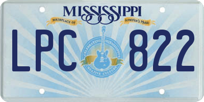 MS license plate LPC822