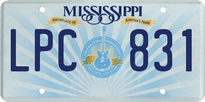 MS license plate LPC831
