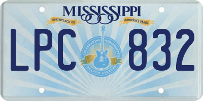 MS license plate LPC832
