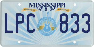 MS license plate LPC833