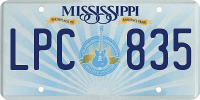 MS license plate LPC835