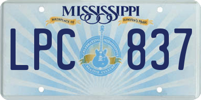 MS license plate LPC837
