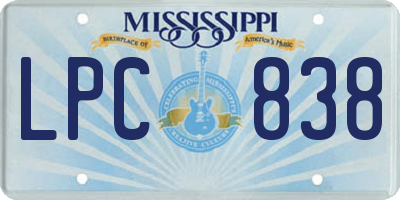 MS license plate LPC838