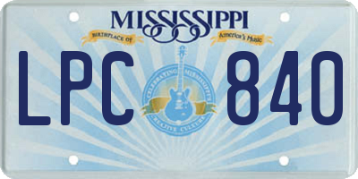 MS license plate LPC840