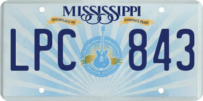 MS license plate LPC843