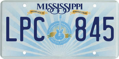 MS license plate LPC845
