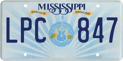 MS license plate LPC847