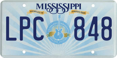 MS license plate LPC848