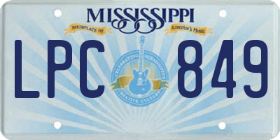MS license plate LPC849