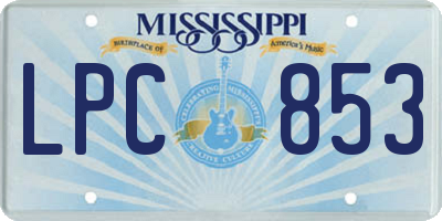 MS license plate LPC853