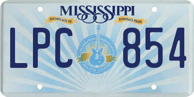 MS license plate LPC854
