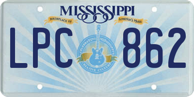 MS license plate LPC862