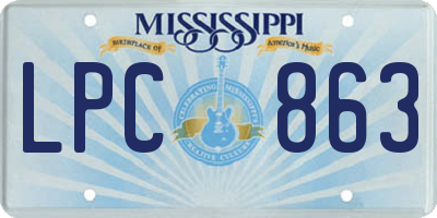 MS license plate LPC863