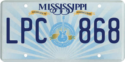MS license plate LPC868